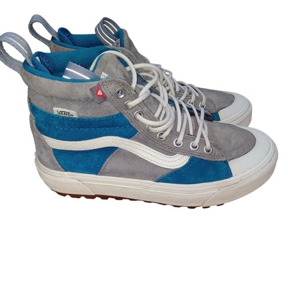 Vans Off the Wall High Top Suede HEIQ ECO DRY Dupont Blue Gray Mens 6 Womens 7.5 - Picture 1 of 10